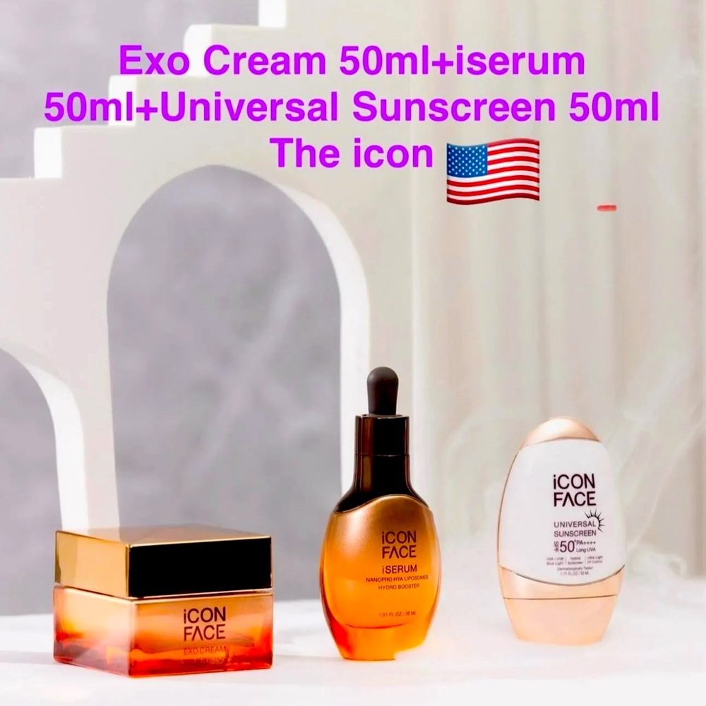 iCon Face Exo Cream Skin+icon face universal sunscreen+ i Serum Complete facial